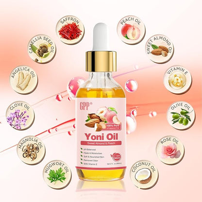 Yoni Oil Wash for Women pH Balance and Wetness, Feminine Oil Ingrown Hair, Nourishing, Moisturizing Formula for All Skin Types, Yoni Care with Vitamin E, Natural Yoni Wash(Peach)