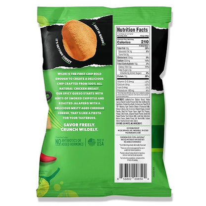 WILDE Protein Chips Spicy Queso, Thin and Crispy High Protein Snacks, Keto Friendly, Low Carb Chips, Real Ingredients, 1.34oz (Pack of 8)