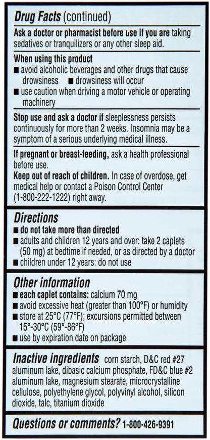 Rite Aid Natural Sleep Aid Caplets, Diphenhydramine HCl, 25mg - 200 Count | Sleeping Pills for Adults Extra Strength