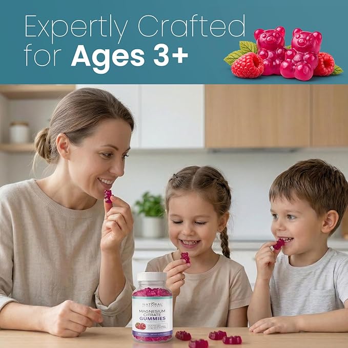 Sugar Free Magnesium Gummies - Calming Anti-Stress Gummies, Magnesium Supplement to Support Stress Relief, Sleep, Heart Health, Nerves, Muscles & Bones, 100 mg, Kids, Adults, Vegan, High Absorption