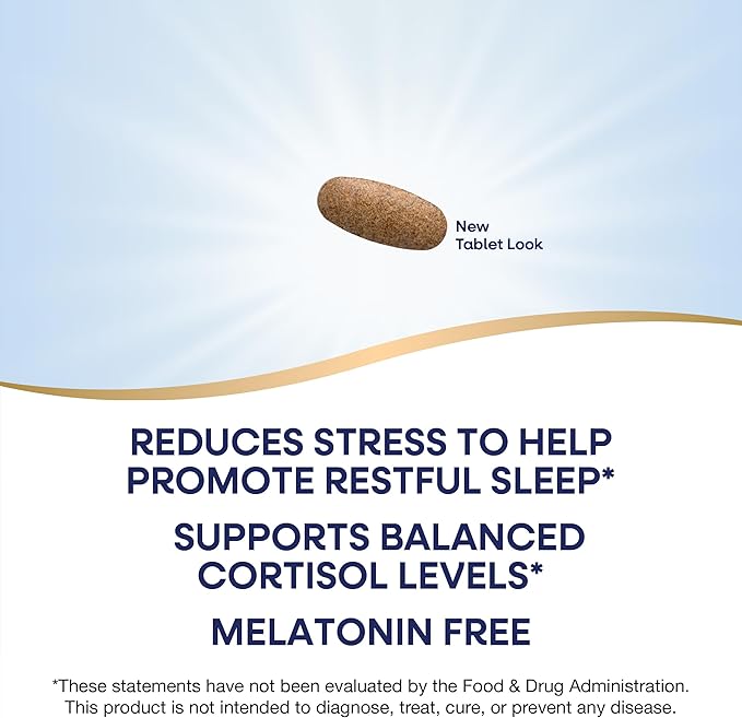 Nature's Way Sleep Tonight, Stress-Reducing Formula to Promote Restful Nights*, Melatonin Free Sleep Support with Ashwagandha and L-Theanine*, Vegan, 28 Tablets (Packaging May Vary)