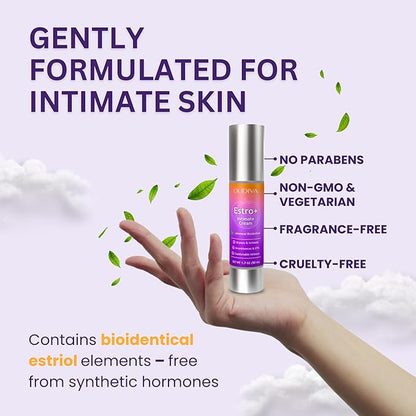 Bioidentical Estriol Cream for Women - Intimate Moisturizing Cream for Women - Menopause Relief for Vaginal Dryness & Vulva Itch – 50g / 1.76 oz (3 Month Supply)