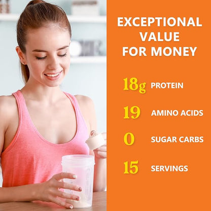 Zammex 100% Grass-Fed Beef Bone Broth Protein Powder, 18G Protein, Hydrolyzed Collagen Peptides Type 1&3, Supports Healthy Skin, Nails, Hair, Joints, Non-GMO, Gluten Free, Paleo & Keto Friendly