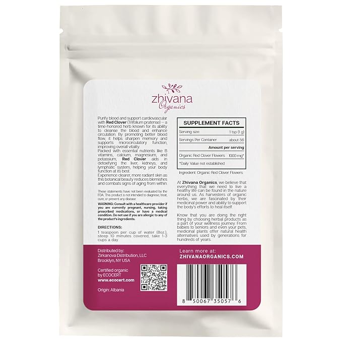 Super Value Pack 5 LB - Organic Red Clover Herb & Flowers Cut and Sifted – Edible Grade for Herbal Tea Blends