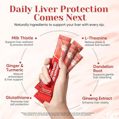 Venture Pal Hydration Packets + Liver Support- Liquid Daily IV Electrolyte Powder Packets with 7 Electrolytes & 5 Vitamins, Milk Thistle + L-Theanine | Sugar-Free | Keto Friendly | Vegan, 16 Sticks