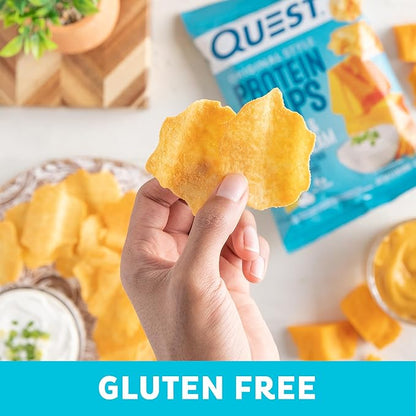 Quest Nutrition Cheddar & Sour Cream Protein Chips, 19g Protein, 4g Net Carbs, Low Carb, Gluten Free, 1.1 oz, 4 count