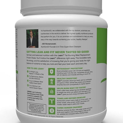 Nutrition 53 Lean 1 Fat Burning Protein Shake, Vanilla Flavor, 15 Serving Tub