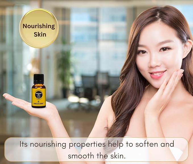 Earth N Pure Moringa Oil Cold Pressed, Pure and Natural with Glass Dropper 15 ml