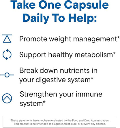 Daily Nouri Weight Support Probiotics for Women & Men | Metabolism + Digestive Support | 3 Clinically Studied Strains | 30-Day Supply