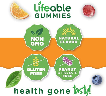 Lifeable Kids Calcium Magnesium Zinc Gummies | Calcium with Vitamin D3 | Great Tasting Calcium Supplements for Kids | Calcium Gummies for Bone Health | 90 Gummies