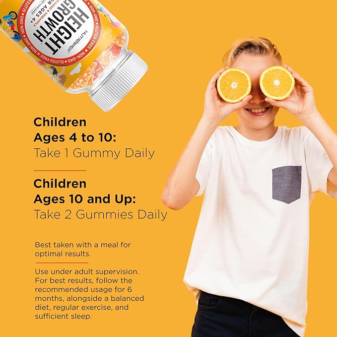 NutraPep Teens Height Growth Supplement Gummies - Kids Grow Taller Natural Height Increaser Multivitamin - with Calcium Vitamin D3 K2 Zinc L-Arginine L-Glutamine L-Ornithine for Boys Girls