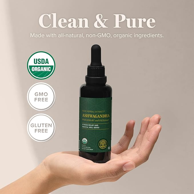 Global Healing Center - Organic Ashwagandha Supplements Drops - KSM-66 Ashwagandha Extra Strength for Men & Women, Helps Promote Relief from Stress, Mood Support, Organic (2 Fl Oz) (Pack of 2)