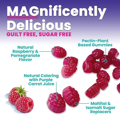 Magnesium Citrate Gummies - Sugar Free - High Absorption & Bioavailability Magnesium Gummy Supplement - Improved Vegan Formula - Supports Bones, Muscles, Calm, & Relaxation - Mag Citrate - 60 Gummies