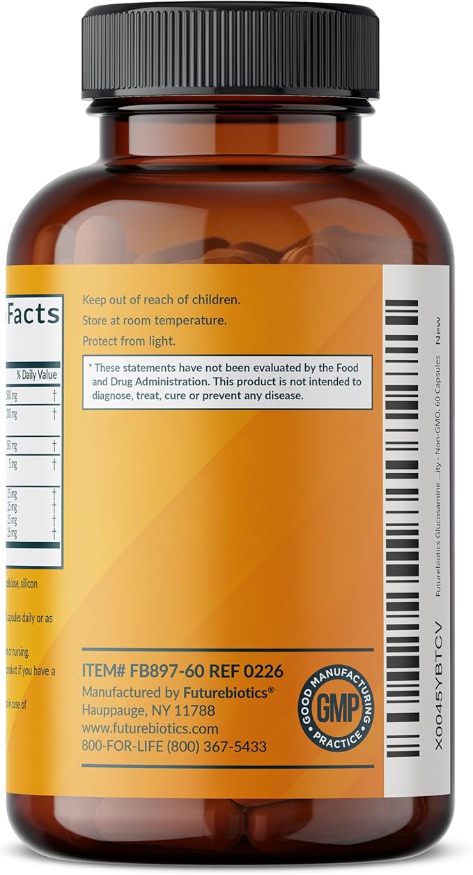 Futurebiotics Glucosamine Chondroitin Turmeric & MSM Advanced Joint Formula, Supports Healthy Joints & Mobility - Non-GMO, 60 Capsules