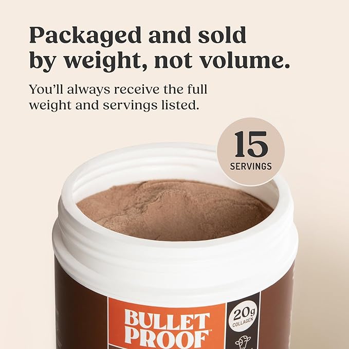Bulletproof Chocolate Collagen Protein Powder with MCT Oil, 19g Protein, 17.6 Oz, Collagen Peptides and Amino Acids for Healthy Skin, Bones and Joints