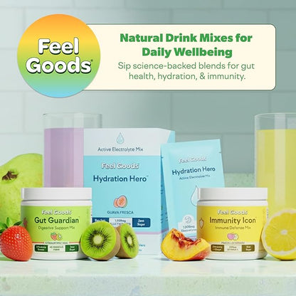 Feel Goods Gut Guardian, Gut Health Powder Packets - Probiotic Fiber Powder with Prebiotics & L Glutamine for Digestive Health, Bloating Relief & Digestion Support - Zero Sugar & Organic Flavor