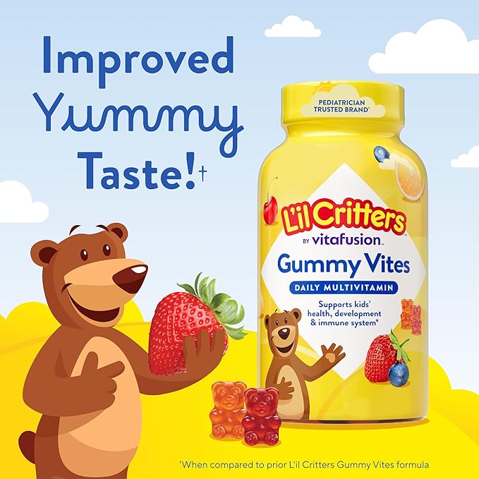 L'il Critters Gummy Vites Daily Kids Multivitamins Assorted Fruit Flavors for Ages 2+ Toddlers & Kids, Gummy Vitamin with Vitamin C and D, 95-190 Day Supply, 190 Gummies