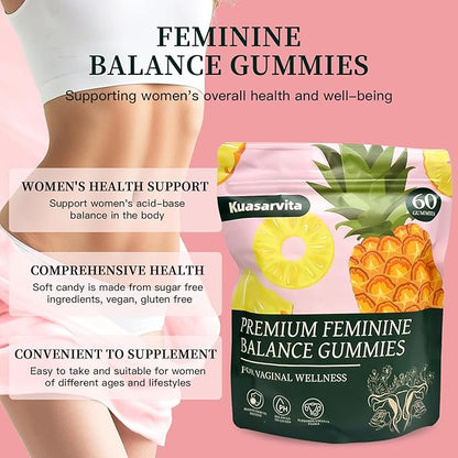 Peeshlita Women’s Vaginal Probiotics Gummies – pH Balance Support + Feminine Wellness & Comfort, Pineapple Flavor, Natural Probiotic Blend – 60 Gummies
