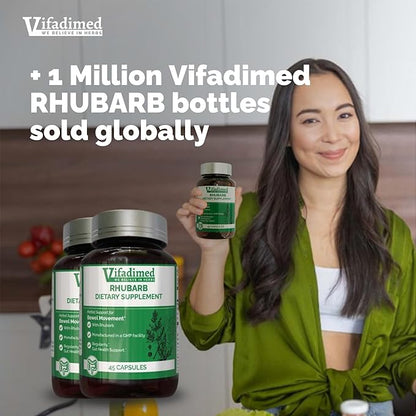 Rhubarb,Gut Motility Activator for Bowel Movement and Regularity,Constipation Relief,Bloating & Gas Relief,Mucus Production Assist,Lining & Microbiome Support,90 Capsules