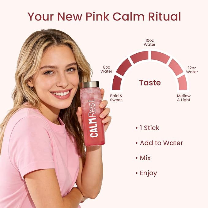 Calm Magnesium Powder, Cortisol Supplement for Women, Supports Sleep, Stress Relief & Relaxation with Ashwagandha, Saffron, L Theanine, Vitamin D3, No Sugar, 30Ct, Raspberry Lemonade