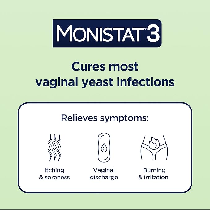 Monistat 3 Day Yeast Infection Treatment for Women, 3 Miconazole Ovule Inserts and External Monistat Anti-Itch Cream Bundle