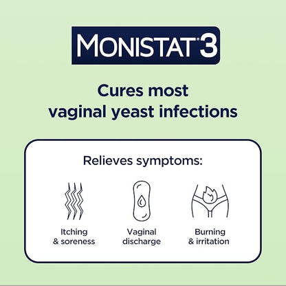 Monistat 3 Day Yeast Infection Treatment for Women, 3 Miconazole Ovule Inserts and External Monistat Anti-Itch Cream Bundle