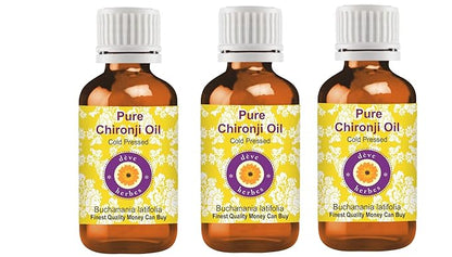 Deve Herbes Pure Chironji Oil (Buchanania latifolia) Cold Pressed (Pack of Three) 100ml X 3 (10 oz)