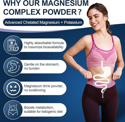 NATURE TARGET Magnesium Powder Supplement with Glycinate, Citrate, Malate, Magnesium Complex with L-Theanine & Vitamin B6 for Muscle, Heart & Brain, Vegan, 10.58 oz (100 Servings), Lemon Orange Flavor
