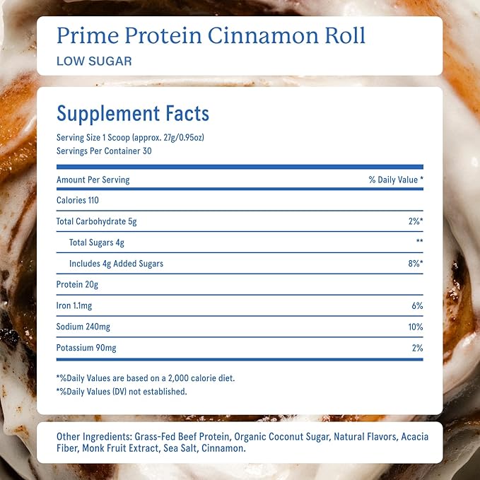 Equip Foods Prime Protein Powder | Clean, Grass Fed Beef Protein Powder for Women & Men | Carnivore Protein Isolate | Paleo, Keto Friendly | Gluten, Dairy Free | 30 Servings, Cinnamon Roll