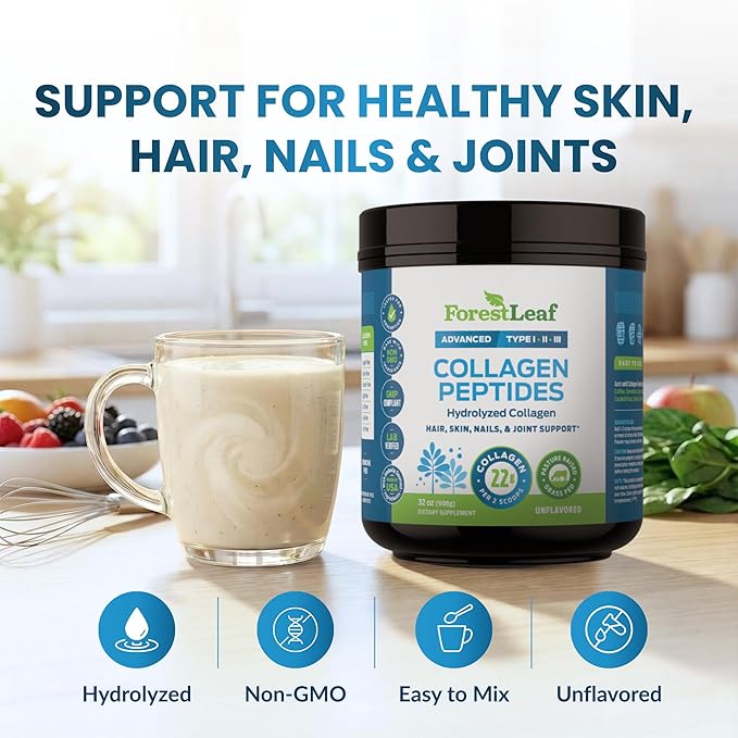 Collagen Peptides Powder Unflavored - Hydrolyzed Collagen Protein Powder Type 1, 2 & 3 - Grass Fed Keto Collagen Powder for Women & Men - Vital Hair, Skin, Nails, Joints, Recovery, 11g Per Serving