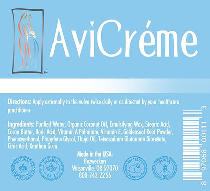 Bezwecken - AVI Crème - 2oz Crème - Professionally Formulated Vaginal Yeast Infection Support - Safe, Natural, Paraben Free - 30 Day Supply