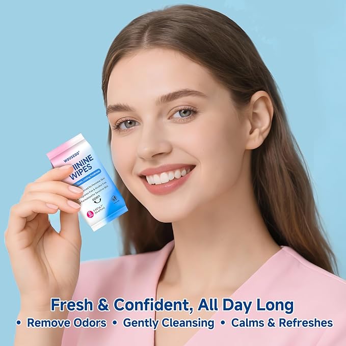 Feminine Hygiene Wipes for Women, pH Balanced & Hypoallergenic Intimate Wipes, Alcohol-Free, Gentle Female Personal Wipes, Convenient Mini Packs for Daily Use & On-The-Go，64 Wipes (Pack of 8)