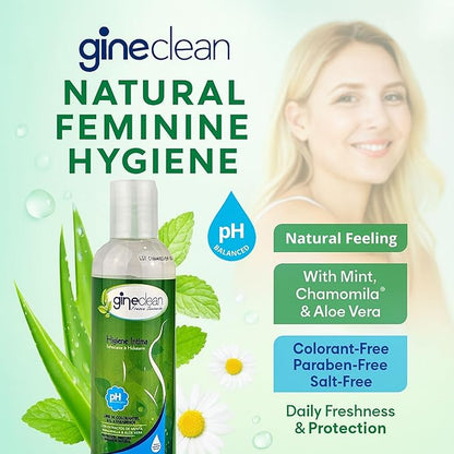BOE Gineclean Feminine Wash 8.8 oz – Natural Intimate Cleanser with Mint, Chamomile & Aloe Vera – pH Balanced, Refreshing & Moisturizing – Paraben-Free, Dye-Free, Salt-Free – Daily Hygiene for Women