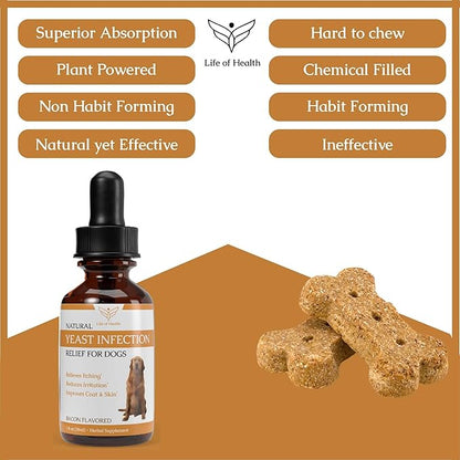 Natural Yeast Infection Treatment for Dogs | Supports Healthy Itch Relief, Inflammation Relief, Allergy Relief & More | Dog Yeast Ear Infection Treatment | Dog Itch Relief | Dog Allergy Relief
