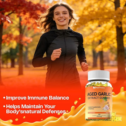 Aged Garlic Extract Gummies, 500mg Odorless Aged Garlic Supplements, Sugar Free, Vegan, Non-GMO, Pineapple Flavor, 60 Gummies