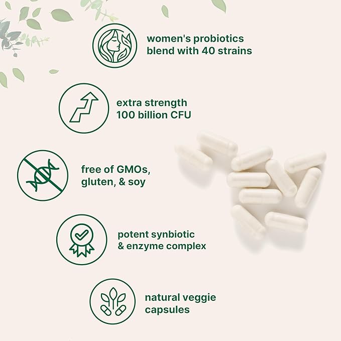 Micro Ingredients Probiotics for Women 100 Billion CFU with Prebiotics, 120 Veggie Capsules | pH Balance, Urinary Tract, Vaginal & Gut Health Support* | 40 Strains with Cranberry, D-Mannose & More
