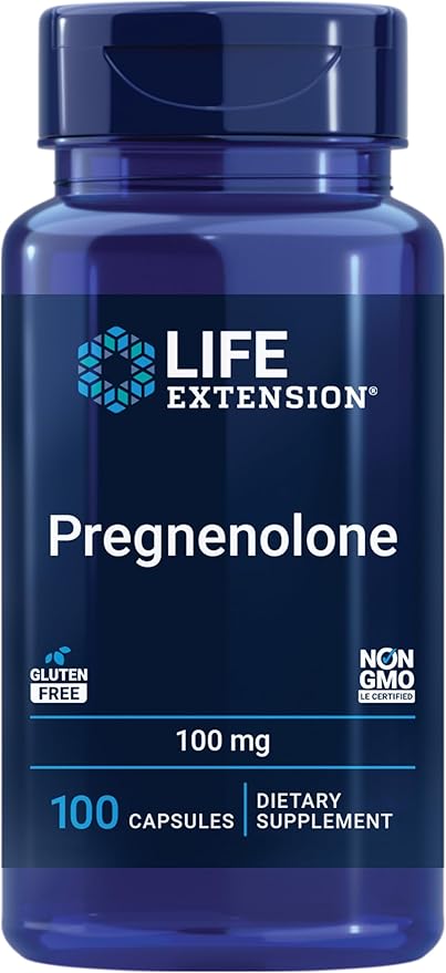 Life Extension Pregnenolone - Hormone Balance Supplement for Healthy Hormone Levels, 100 mg - Hormone Balance, Memory, Focus, Cognitive Health - Gluten-Free, Non-GMO, 100 Capsules