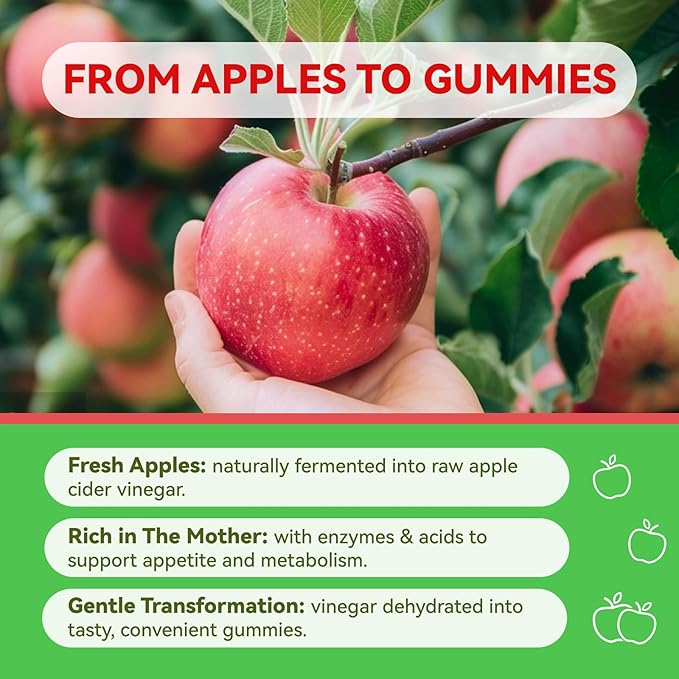Inner Brightness Apple Cider Vinegar Gummies, ACV Gummies, Detox Cleanse for Weight Loss, Weight Loss for Women - Gut Health & Digestive Comfort - Vegan, Gluten-Free, Non-GMO - Apple Flavor, 60 Count
