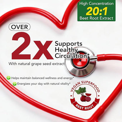 Beetroot Gummies, Organic Beet Root Chews Gummies for Natural Energy Support, Beetroot Supplement for Men and Women, 90 Count (1)