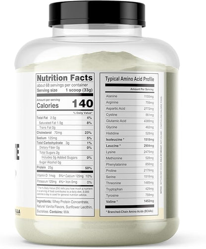 It's Just! - 100% Whey Protein Concentrate, Made in USA, Premium WPC-80, Natural Vanilla Flavor (5 Pound, Vanilla)