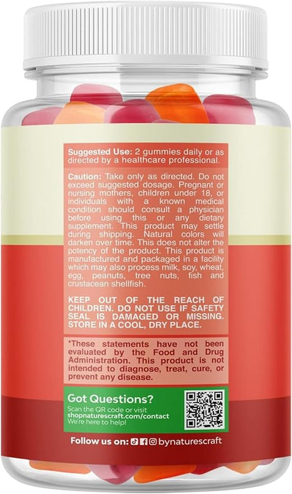 Natures Craft Vitamin D3 Gummies for Daily Wellness - Delicious D Adults with 2000IU per Serving Bone Muscle & Immune Support Non-GMO Gelatin Gluten Free - 60 Count