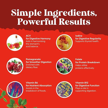Apple Cider Vinegar Gummies for Weight Loss - Cleanse & Detox Gummies for Gut Health, Bloating & Energy Support - ACV Chews with B12 Vitamin, B6 & Pomegranate for Better Metabolism - 60 Count
