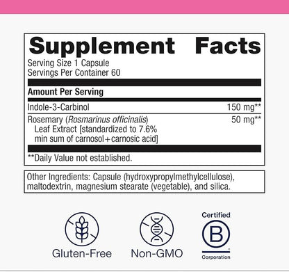 Metagenics Meta Indole-3-Carbinol Supplement - Supports Estrogen Hormone Balance, Antioxidant & Liver Health* - Non-GMO, Gluten-Free, Vegan - GMP Certified Facility - 60 Capsules