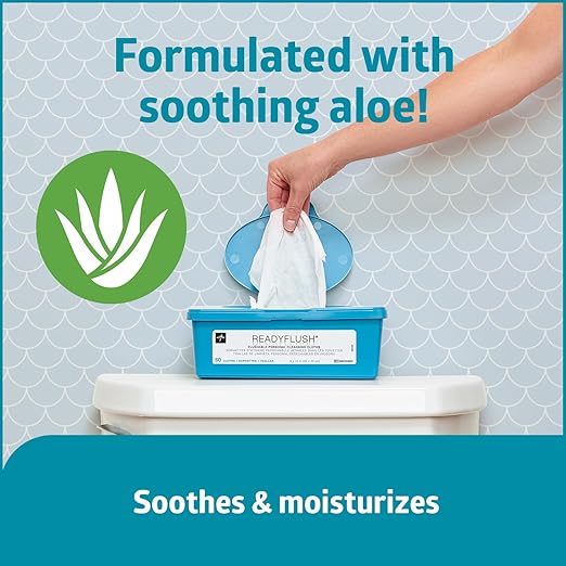 Medline ReadyFlush Flushable Wipes, 540 Wipes (60 Wipes, 9 Tubs), Scented, Biodegradable Flushable Incontinence Wet Wipes for Adults with Aloe, Hypoallergenic and pH-Balanced Personal Cleansing Cloths