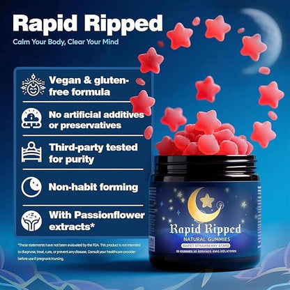 Radiya Natural Sleep Aid Gummies - Effective Melatonin 6 mg Fall Asleep Quickly and Gently in 30 Minutes - Sleep+ Gummies for Adults a Restful Night's Sleep - 60 Count (2pcs)