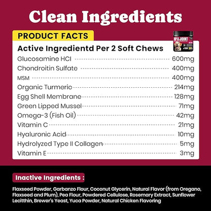Glucosamine for Dogs - Hip and Joint Supplement Chews for Senior & Large Breed, Joint Supplement for Dogs with Chondroitin, Wuffe Joint Chews for Pain Relief - 60-Day Satisfaction Guarantee - 180 Ct