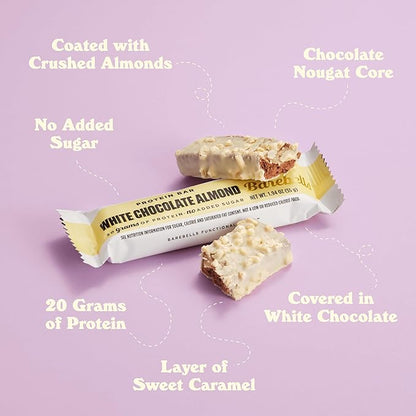 Barebells Protein Bars White Chocolate Almond - 12 Count, 20g High Protein Treats - Chocolate Nutrition Bar with 1g Total Sugars - On-The-Go Breakfast or Post-Workout Snack