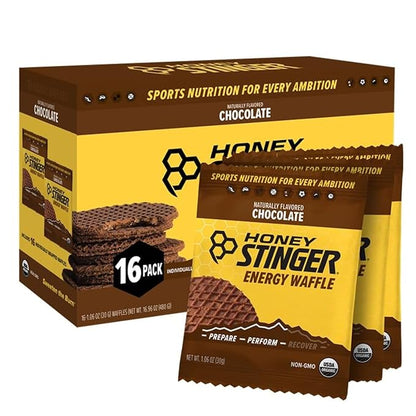 Honey Stinger Organic Chocolate Waffle, Energy Stroopwafel for Exercise, Endurance and Performance, Sports Nutrition for Home & Gym, Pre and Post Workout, 16.96 Ounces (Pack of 16)