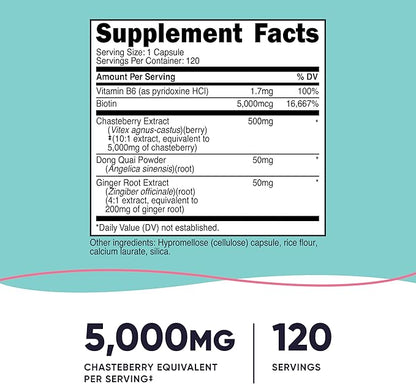 Nutricost Chasteberry Extract Supplement for Women 120 Capsules for 120 Servings - Vitex Extract with Dong Quai & Ginger Root, Vegan