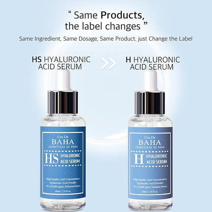 Cos De BAHA Hyaluronic Serum 2 Fl Oz – Pure Sodium Hyaluronate 10,000 ppm Hydrating Face Serum for Dry & Dehydrated Skin – Lightweight Fragrance-Free Korean Skincare Formula (60 ml)
